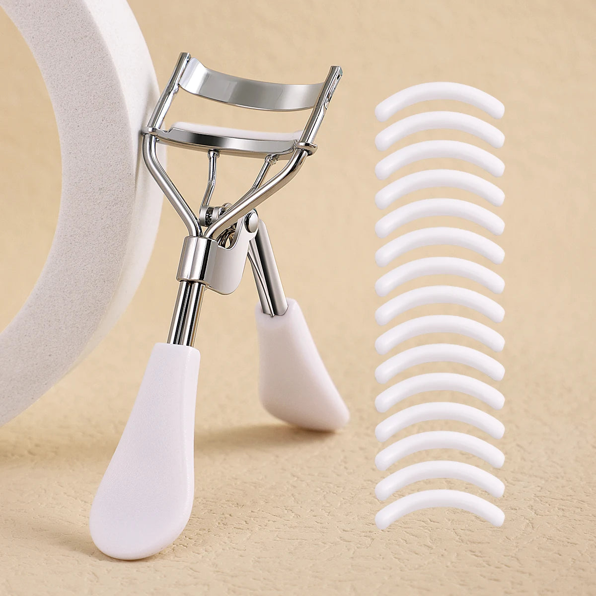 Portable Eyelash Curler with 15 Silicone Pads and Stainless Steel Eyelash Curler, Used for Eyelash Extension and Curling Tools RELUX.STORE