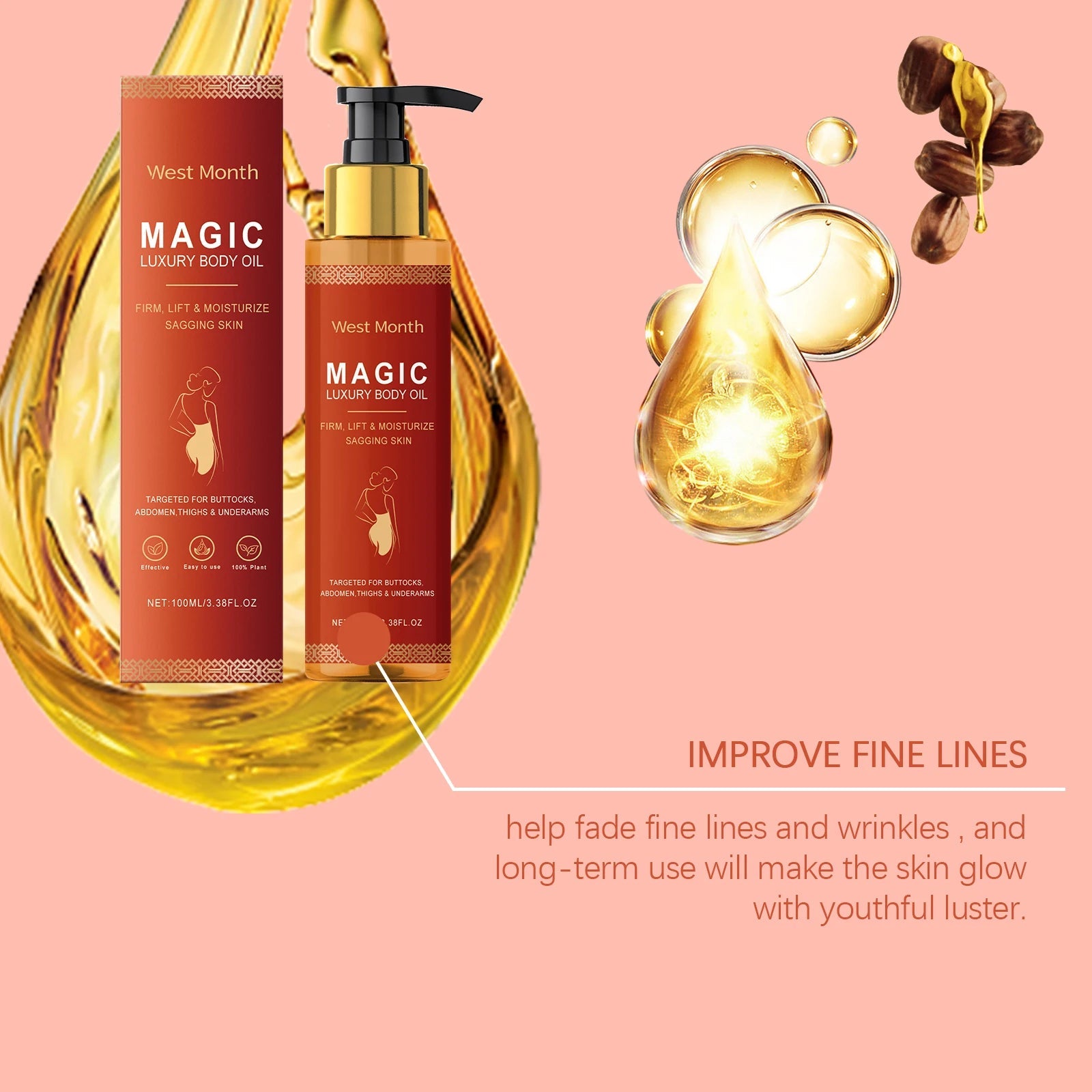 Body Firming Oil Deep Moisturizing Dry Skin Improve Sagging Skin Tightening Chest Thighs Nourishing Magic Luxury Body Care 100ml RELUX.STORE