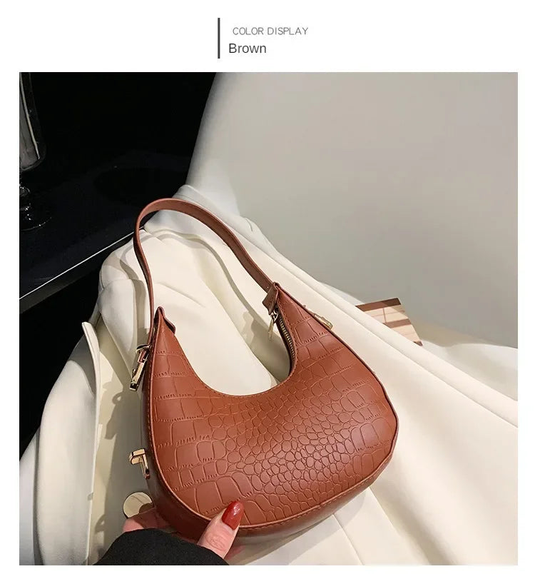 Fashion Luxury Design PU Leather Shoulder Bag Women Small Clutch Handbag Purse Female Underarm Bag Travel Totes shoulder bag RELUX.STORE