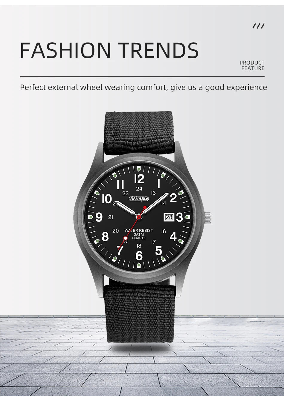 Fashion Mens Watches Luminous Hands Clock Luxury Military Sports Calendar Quartz Wristwatch Men Casual Nylon Watch Reloj Hombre