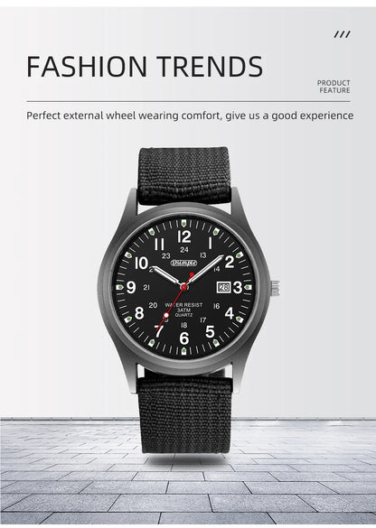 Fashion Mens Watches Luminous Hands Clock Luxury Military Sports Calendar Quartz Wristwatch Men Casual Nylon Watch Reloj Hombre