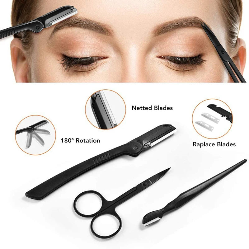 3-11PCS Eyebrow Trimmer Set Scissors Tweezers Eyebrow Razor Scraping Eyebrow Comb Razor Eyebrow Clip Makeup Tools Sets RELUX.STORE