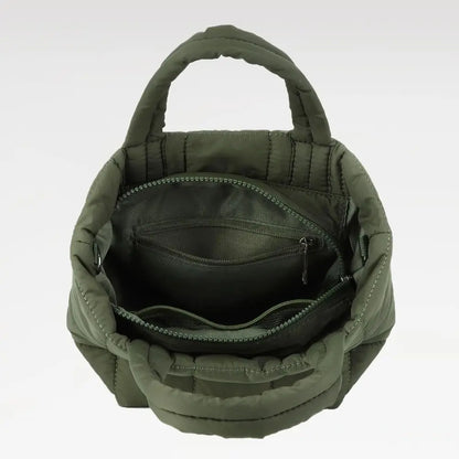 Adjustable Quilted Tote Bag Nylon Detachable Strap Puffer Bag Large Capacity with Zipper Crossbody Bag Travel