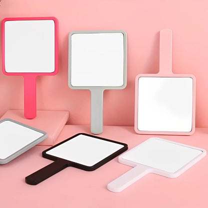 Eyelash Extension Handheld Makeup Mirror Square Vanity Mirror with Plastic Handle Hand High Definition Mirror Beauty Accessories RELUX.STORE