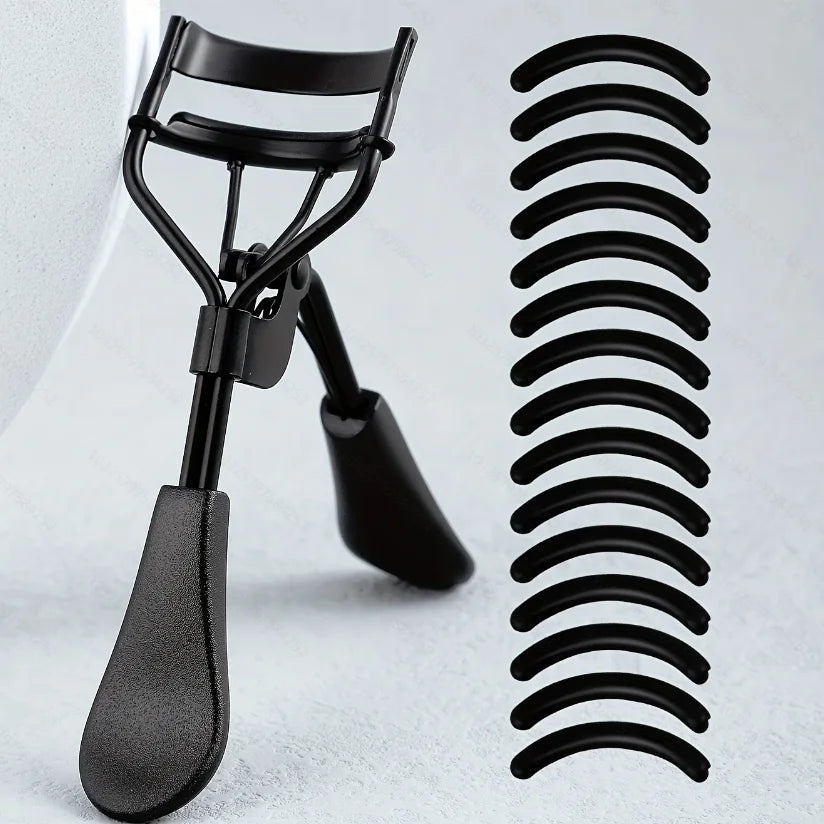 Portable Eyelash Curler with 15 Silicone Pads and Stainless Steel Eyelash Curler, Used for Eyelash Extension and Curling Tools RELUX.STORE