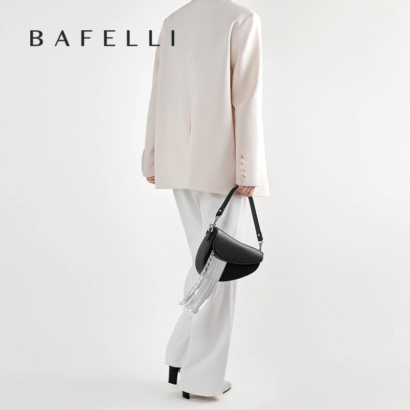 BAFELLI 2025 NEW LUXURY WOMAN BAGS LEATHER STYLISH INDIVIDUALITY FASHION TASSELS PURSE SHOULDER CROSSBODY HANDBAGS FEMALE SADDLE RELUX.STORE