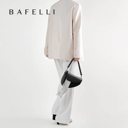 BAFELLI 2025 NEW LUXURY WOMAN BAGS LEATHER STYLISH INDIVIDUALITY FASHION TASSELS PURSE SHOULDER CROSSBODY HANDBAGS FEMALE SADDLE RELUX.STORE