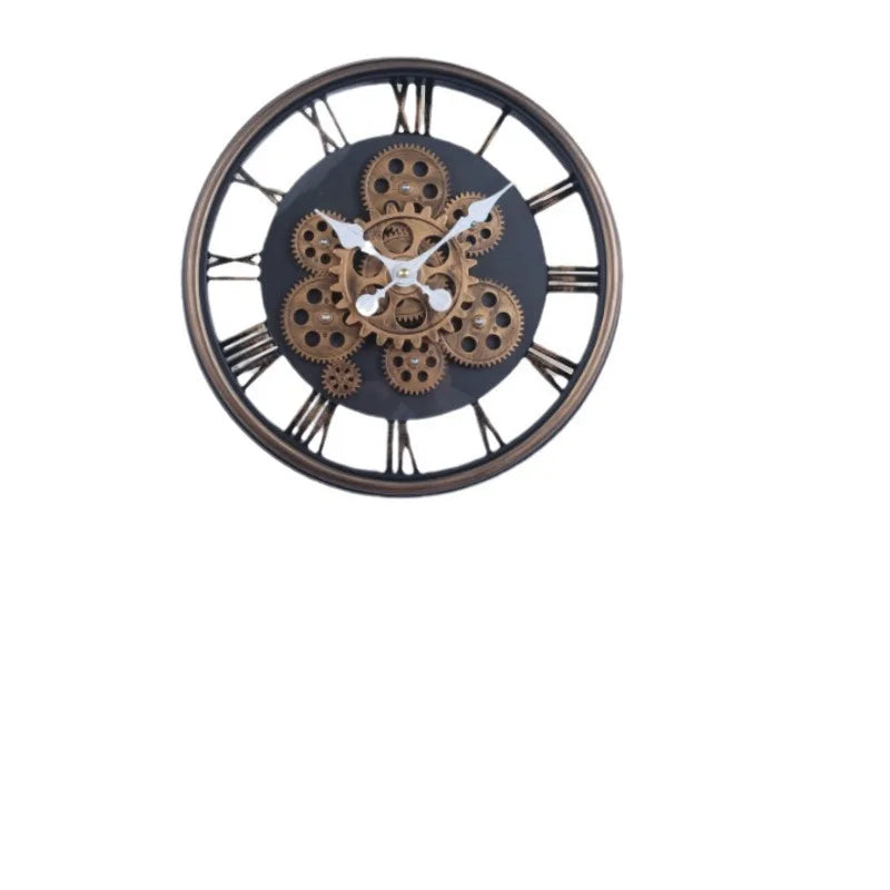 Industrial Gear Wall Clock with Rotating Gear Decoration - Antique Style and Quiet Movement RELUX.STORE