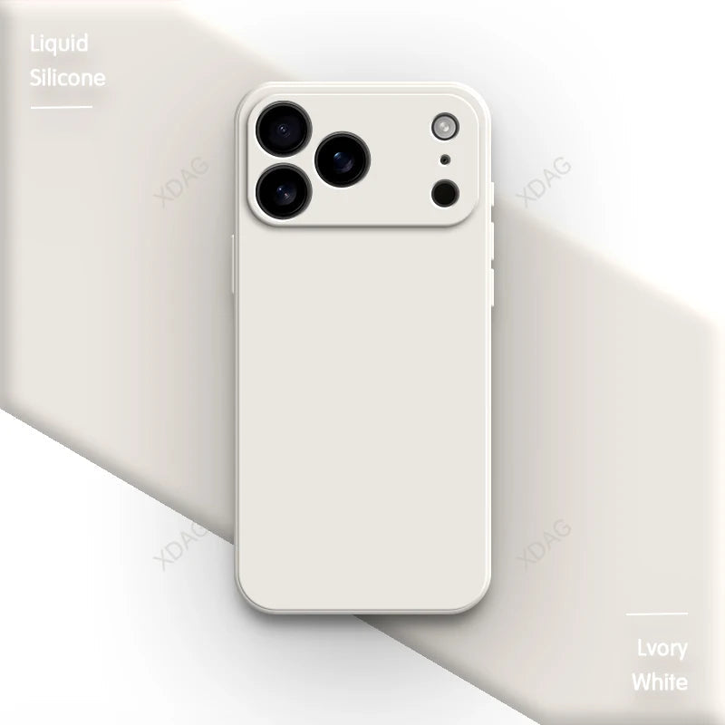 Liquid Silicone Original Phone Case for iPhone 17 Pro Max Air 17Pro 17Max 5G Straight Edge Lens Protection Soft Basic Back Cover RELUX.STORE
