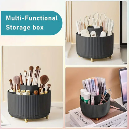 360° Rotating 5 Slot Makeup Brushes Holder Organizer Multi-Functional Desk Storage Cosmetics Storage for Vanity Desktop Bathroom RELUX.STORE