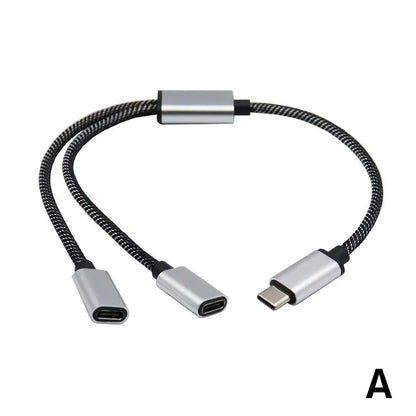 USB C Male To Double USB C Female Splitter Type C Hub For Type C Gaming Handle Charger Powerbanks Adapter