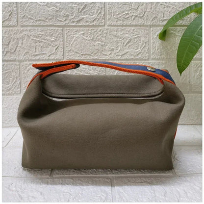2024 New Large Capacity Canva Makeup Bag Soft Texture Fashionable Women's Shoulder Bag Color Blocking Handbag From China RELUX.STORE