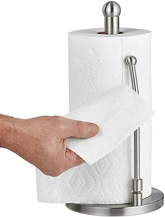 1 PC Paper Towel Holder, Stainless Steel Standing Paper Towel Organizer Roll Dispenser for Kitchen Countertop Home Dining Table