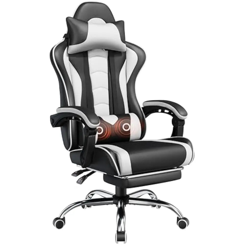 Office Chair, Chair w/ Massage Lumbar Support & Footrest Height  Adjustable Ergonomic w/ Swivel Seat & Headrest, Office Chair