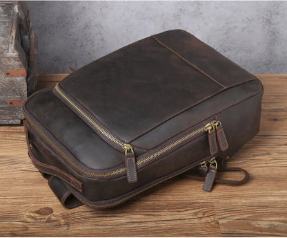 Vintage Crazy Horse Genuine Leather Backpack Men Backpack Laptop Leather Daily Bagpack Male Rucksack Trave Hiking Knapsack Large
