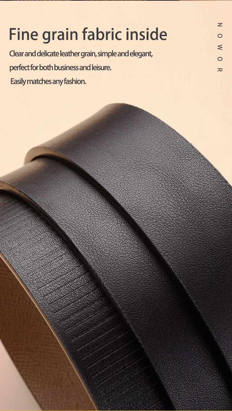 The new buckle toothless automatic buckle belt men's casual style business all-match waist belt personality youth trendy pants RELUX.STORE