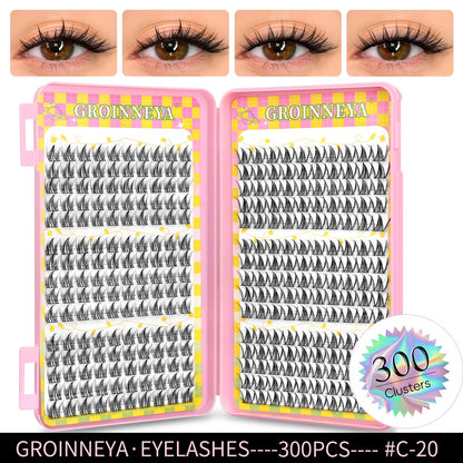GROINNEYA Eyelashes Clusters 320 pcs Natural Eyelash extension Cluster Lashes Volume Mixed Tray Lashes Cluster Natural Lashes RELUX.STORE