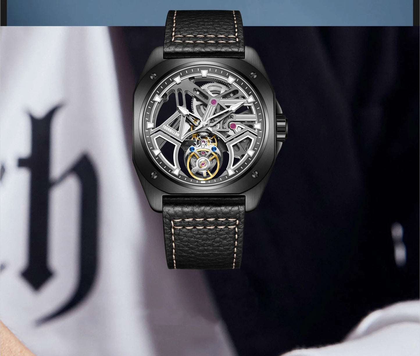 AESOP Tourbillon Watches For Men Mechanical Fashion Watch Waterproof Skeleton Tourbillon Movement Sapphire Mirror Official Store