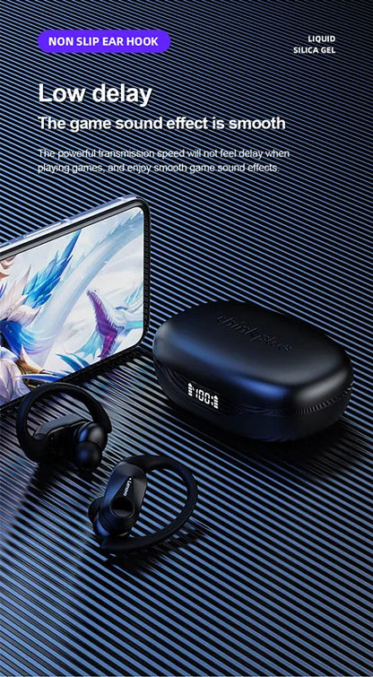Lenovo LP75 Sports Wireless Earphones with Mics,Button Control, LED Power Display,Hifi Stereo Sound Bluetooth 5.3 TWS Headphones