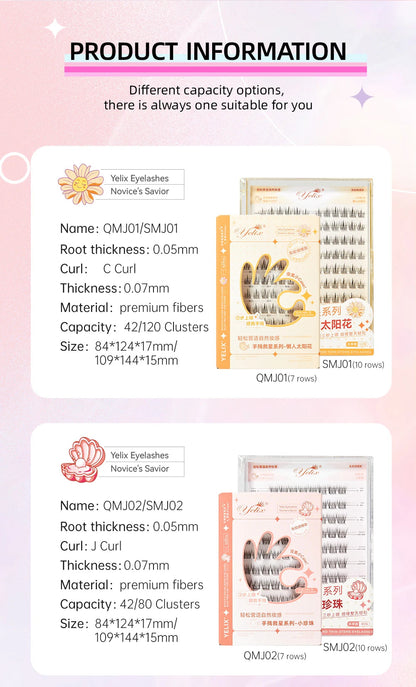 Yelix Self-adhesive Glue Free False Eyelashes Reusable DIY Segmented DIY Lashes Clusters No Glue Needed Natural Soft Lashes RELUX.STORE