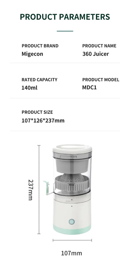 Portable Juice Juice Extractor Fully Automatic Fruit Household Juicer Automatic Orange Lemon Juice USB Extractor Extruder