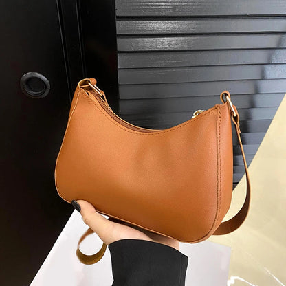 Retro Solid Color PU Leather Shoulder Underarm Bag Women's Fashion Handbags Hobos Purses and Handbag Ladies Crossbody Bags