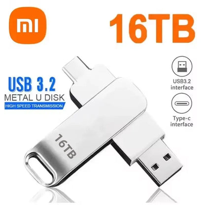 Xiaomi 16TB Flash Drive USB 3.2 High Speed USB Transfer Type-c 2-In-1 8TB 16TB OTG Pendrive Waterproof Flash Disk For Computer