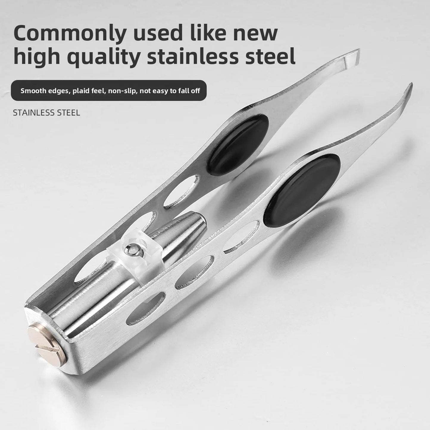 1pcs Hot Sales Portable Stainless Steel Button Cell Smart Design Eyebrow Hair Remove Tweezer with LED Light Makeup Tool RELUX.STORE