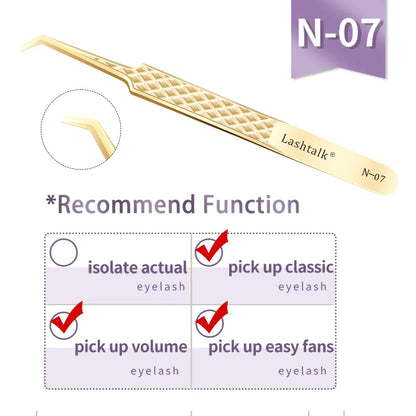 Lashtalk Precision Fiber Tip Tweezer Eyelash Extensions Diamond Grip Anti-Slip Premium Gold Stainless Steel Makeup From Nagaraku RELUX.STORE