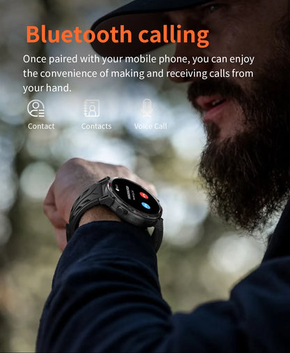 2025 New Military AMOLED HD SmartWatch 650Mah Battery GPS Compass 5ATM Waterproof Tactics 100+ Sport BT call Smart Watch For Men
