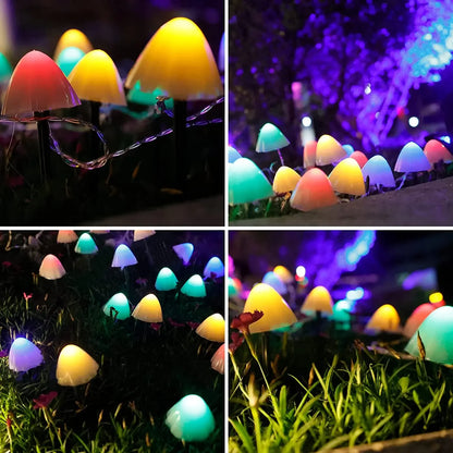 10 LED Solar Mushroom Lights Outdoor Waterproof Decorative Street Lights for Lawn Garden Patio Christmas Holiday Decoration