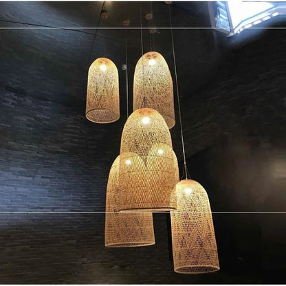New Chinese Bird's Nest Lampshade Chandelier Hotel Restaurant Staircase Japanese Tatami Rattan LED Bamboo Furniture Decoration RELUX.STORE