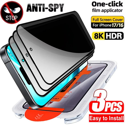 1/2/3Pcs Dust Free Installation Privacy Screen Protector for IPhone 16 17 Pro Max Plus 17 Air Anti-spy / HD Clear Tempered Glass RELUX.STORE
