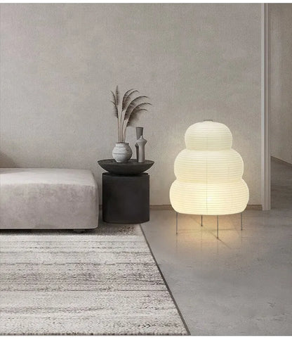 Japanese Design Akari Noguchi Yong Table Lamp White Rice Paper Decorative Desk Lights for Bedroom Living/Dining Room Study Loft