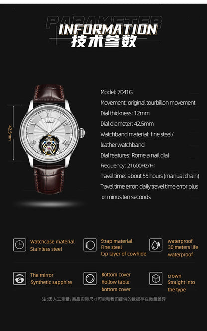 AESOP Official Watch Store Flying Tourbillon Movement Mechanical Wristwatches Skeleton Watches for Menes Luxury Waterproof 2025A