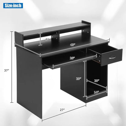 Office Desk, Computer Desk with Drawers Keyboard Tray 43" Study Writing Desks for Home with Storage Shelves, Desks