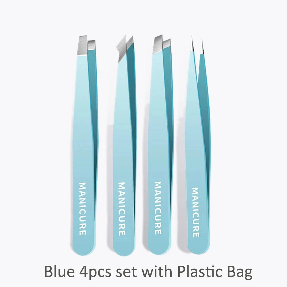Eyebrow Tweezer Colorful Hair Beauty Fine Hairs Puller Stainless Steel Slanted Eye Brow Clips Removal Makeup Tools RELUX.STORE