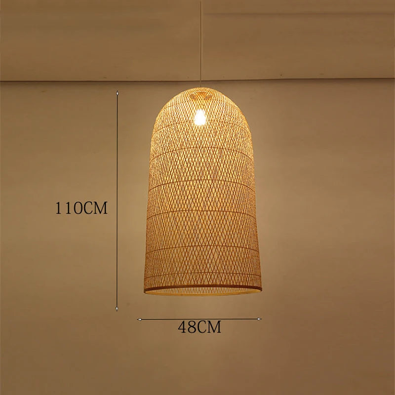 New Chinese Bird's Nest Lampshade Chandelier Hotel Restaurant Staircase Japanese Tatami Rattan LED Bamboo Furniture Decoration RELUX.STORE