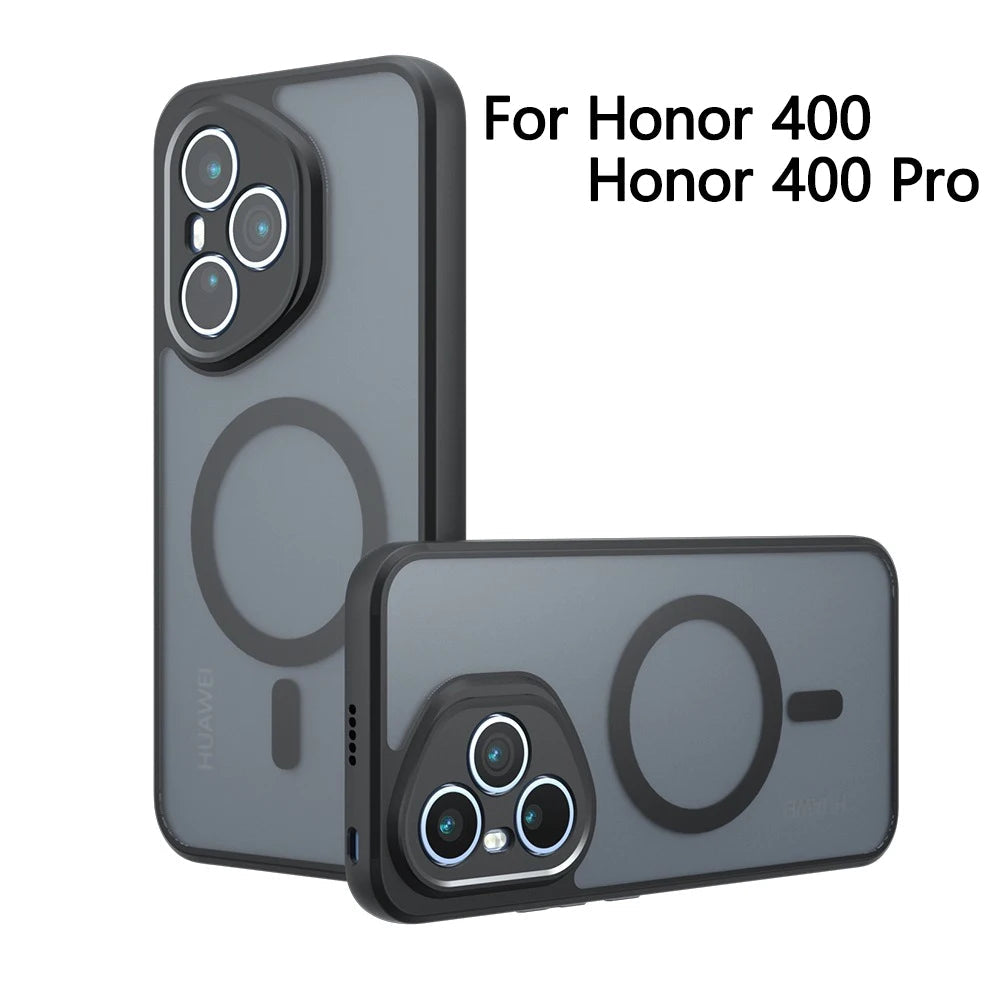 For Magsafe Shockproof Matte Phone Case for Honor 400 Pro Hard Bumper Magnetic Wireless charging Cover for Honor 400Pro Funda RELUX.STORE