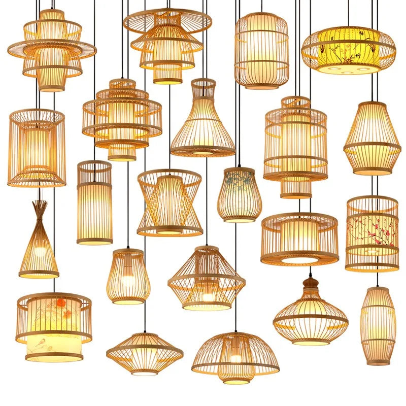 Neo-Chinese Style Handmade Bamboo Chandeliers-Modern Retro Lighting for  Restaurants Hot Pot Tea Rooms B&Bs