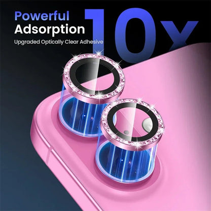 2-3Pcs Pink Glitter Bling Metal Tempered Glass Camera Lens Protector For IPhone 17 16 15 14 13 Pro Max Plus Full Cover Accessory RELUX.STORE