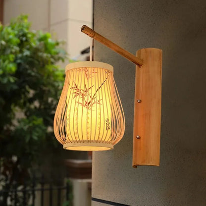 SAMAN Modern Bamboo Art Wall Lamp Bamboo Weaving Creative Living Room Restaurant Bedroom StudyTea Homestay LED Retro Wall Light