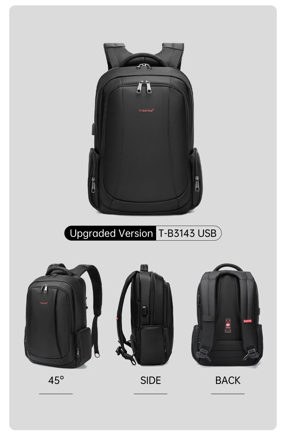 Tigernu Men Backpack 14 15.6 17.3inch Laptop Backpack Bags For Men Anti Theft Bags School Backpack Male Travel Backpack Knapsack