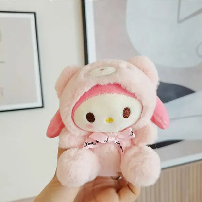 Sanrio 12CM Cute Plush Keychain for Children Hello Kitty Pendant Kuromi Cartoon KeyChain Backpack Decoration Gifts for Kids Toy