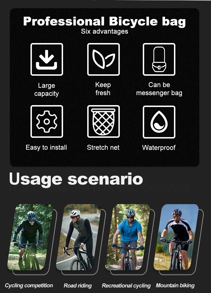 PHMAX Bike Front Bag Portable Bike Mountain Bike Handlebar Bag Multi-Pocket MTB Storage Bag Large Capacity Waterproof Bike Bag