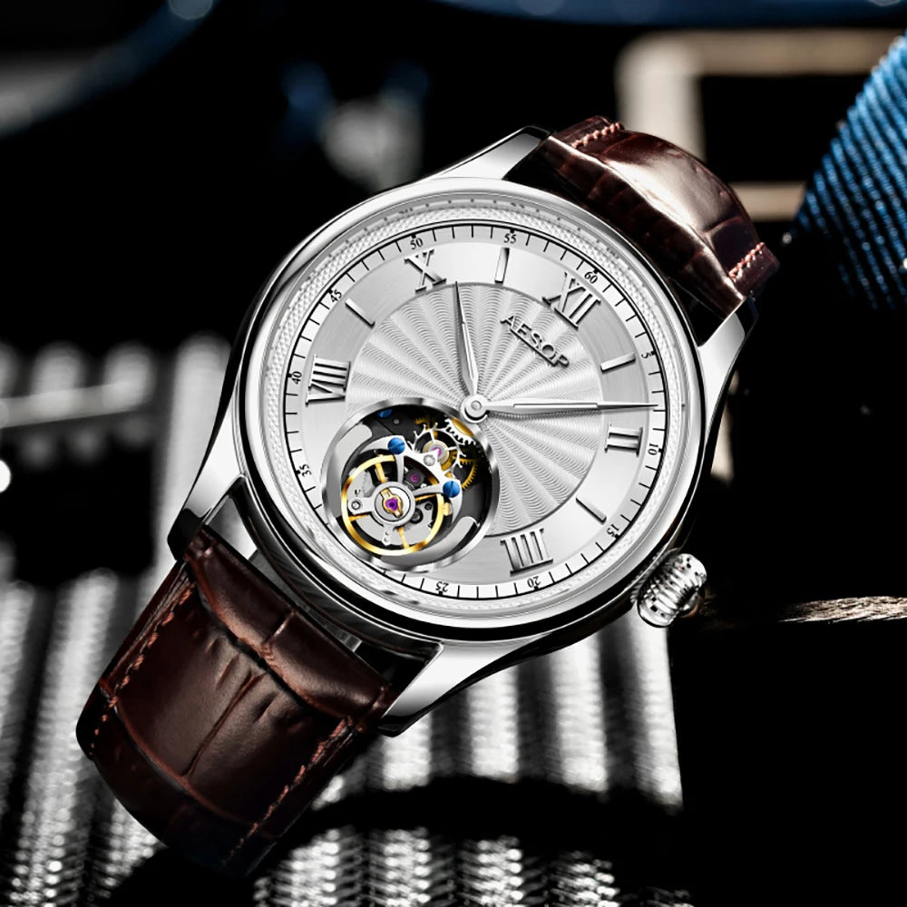 AESOP Official Watch Store Flying Tourbillon Movement Mechanical Wristwatches Skeleton Watches for Menes Luxury Waterproof 2025A