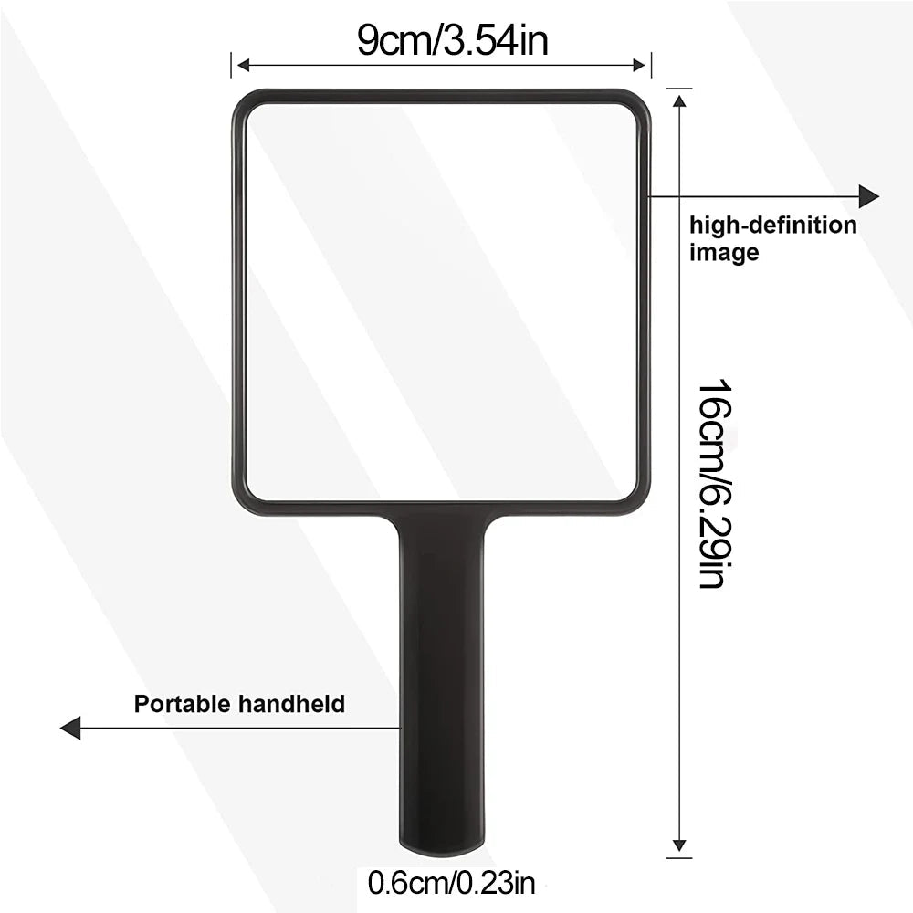 1Pcs Plastic Handle Handheld Makeup Vanity Mirror Portable Square Eyelash Extension Mirror Women Cosmetic Beauty Salon Supplies RELUX.STORE
