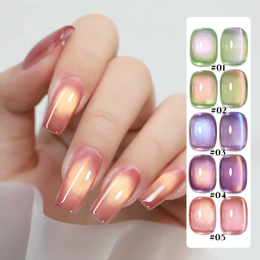 1/6PCS SS25 Cat Eye Gel Polish w/Glass Beads & Crystal, 5 Colors Salon DIY Nail Supplies Kit for Pro Nails Manicure RELUX.STORE