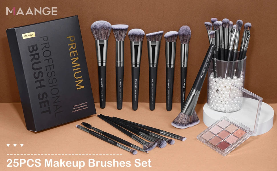 MAANGE Professional Gift Box 25 Pieces Makeup Brushes Kit Face Eye Beauty Brushes For Foundation Conceal Eyeshadow Contour Brush RELUX.STORE