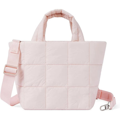 Adjustable Quilted Tote Bag Nylon Detachable Strap Puffer Bag Large Capacity with Zipper Crossbody Bag Travel